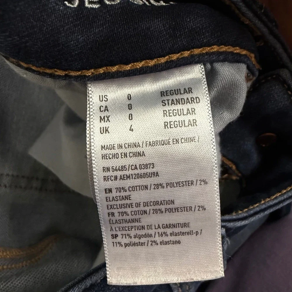 American Eagle 360 Super Stretch Skinny Jeans Dark Wash Size 0 Regular Indigo